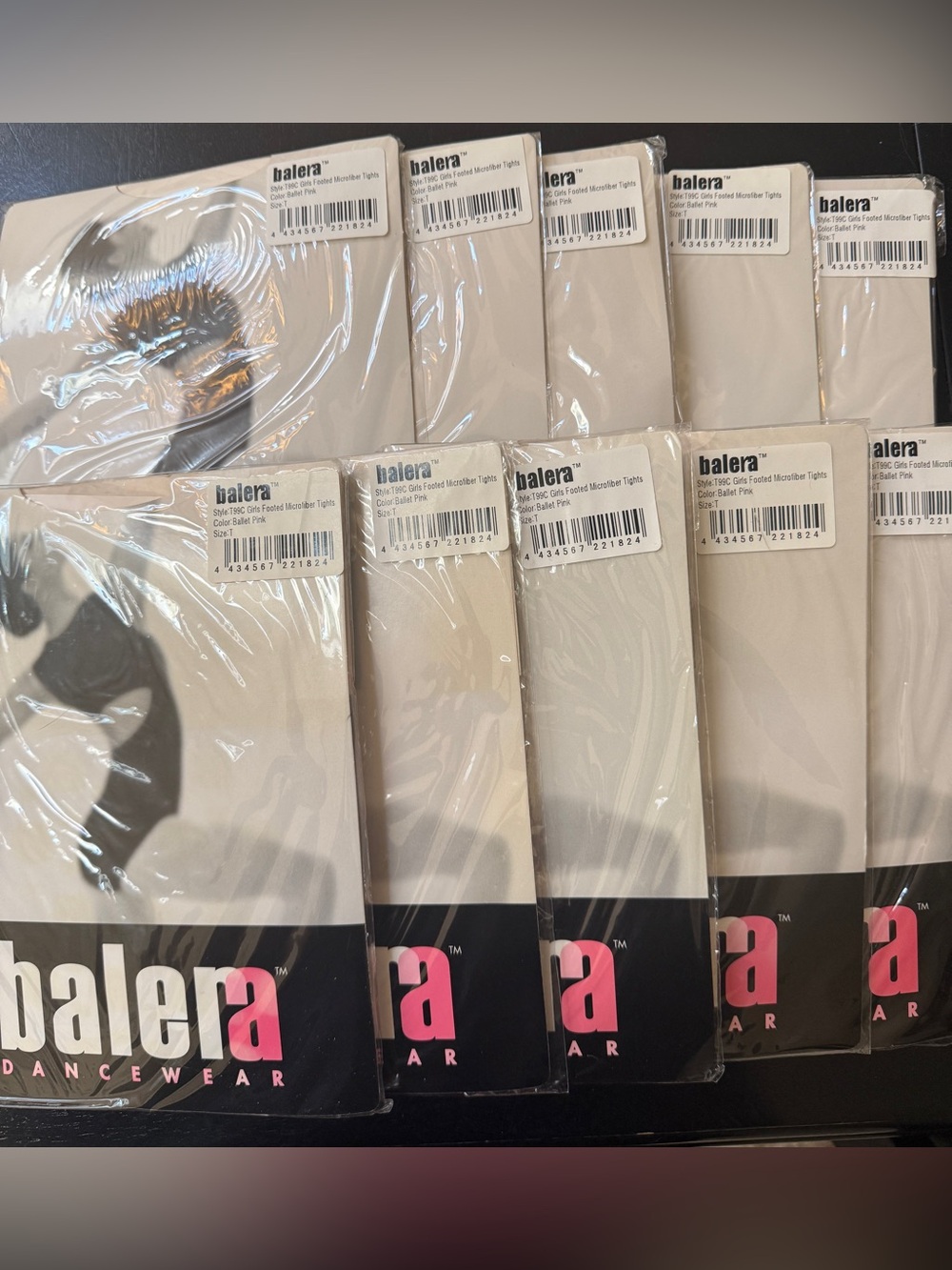10 Pair - Balera Ballet Pink Footed Dance Tights Pack -Toddler Size